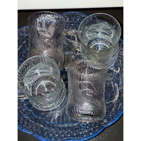 Set of 6 Arcoroc Canterbury Crocus Clear French Glass Mug Cup, Pressed Glass - Picture 5 of 5